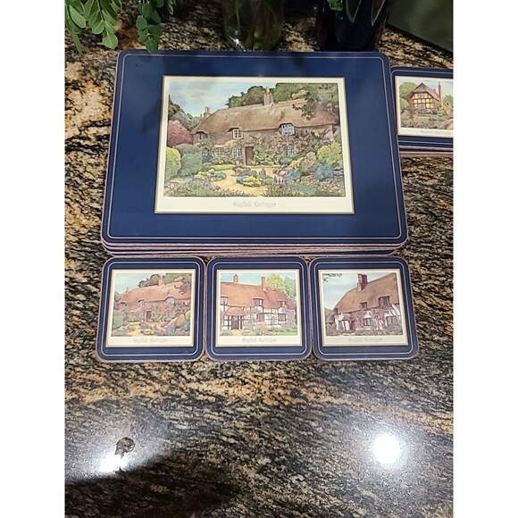Harrods English Countryside Hard Place Mats, Set of 6, original box W/6 COASTERS - Picture 8 of 14